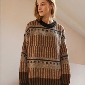 The Knotty Ones Ethno Brown Alpaca Wool Sweater